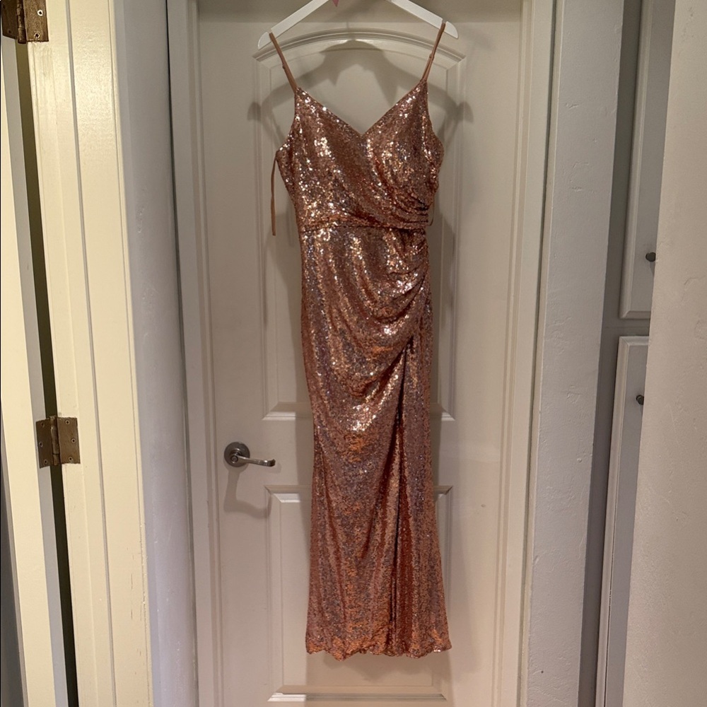 Revelry Rose Gold Sequin Bridesmaid/Prom Dress